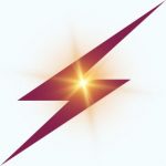 logo de l'offre déclic, un éclair dans les tons rose bordeaux et de la lumière dorée au centre